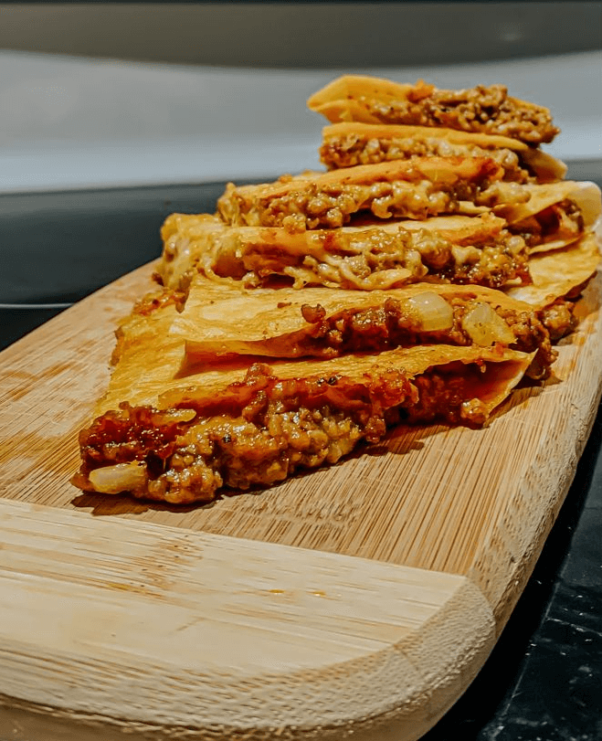 CHEESY GROUND BEEF QUESADILLAS