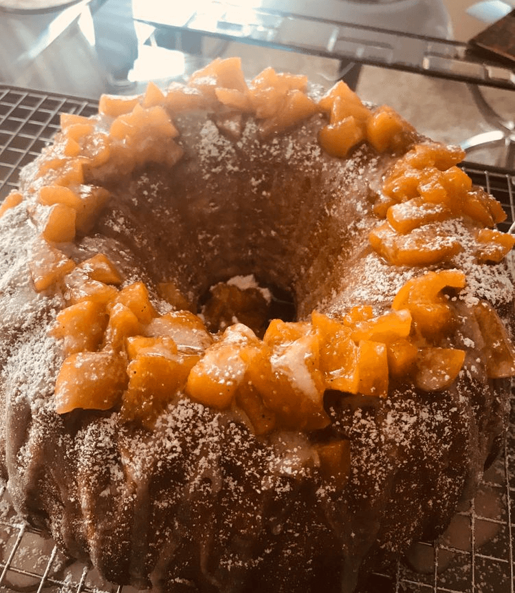 SOUR CREAM PEACH POUND CAKE