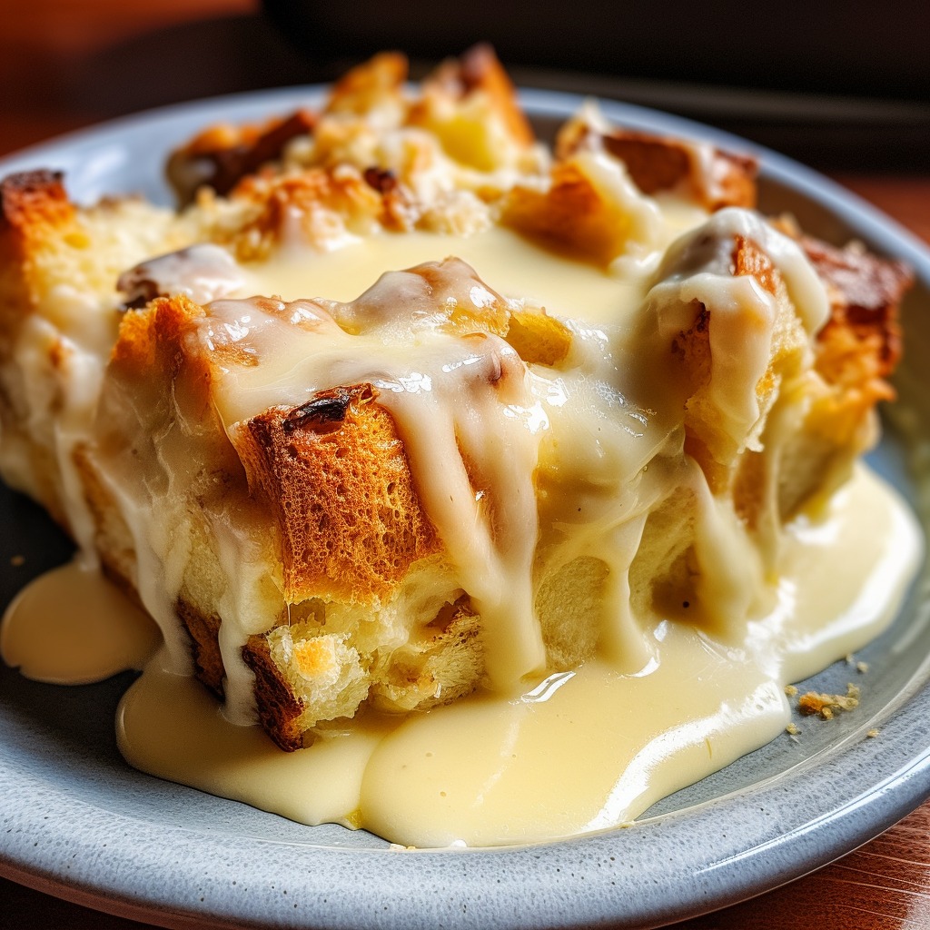 Grandma’s Old-Fashioned Bread Pudding with Vanilla Sauce