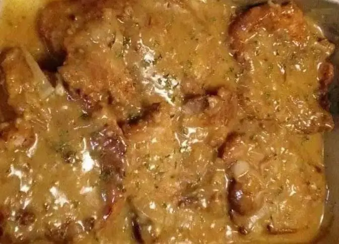 Smothered Pork Chops with Onions in Red Eye Gravy