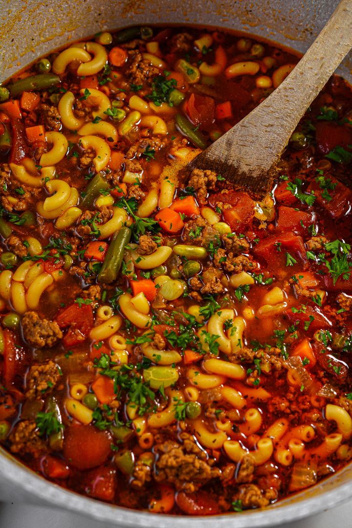 Homemade Beef Macaroni Soup