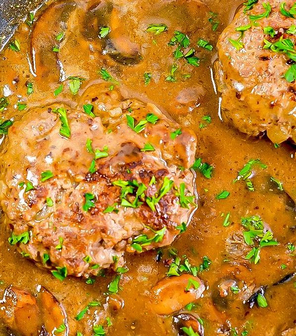 Salisbury Steak with Mashed Potatoes and Mushroom Gravy