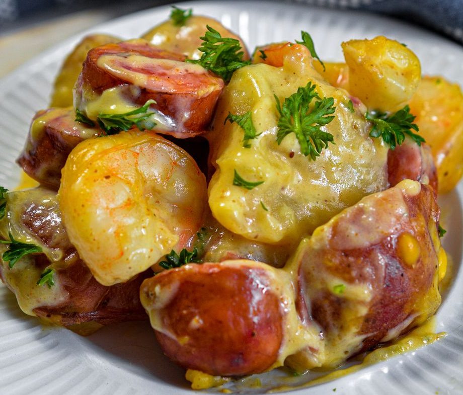 Seafood Loaded Potato Pan