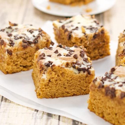 Pumpkin Bars with Cream Cheese Swirl