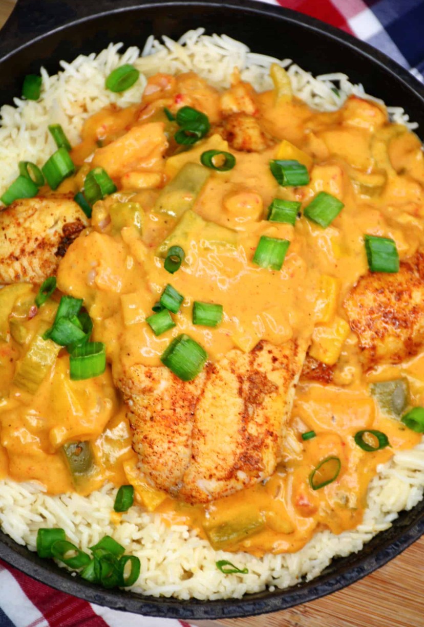 Blackened Catfish with Crawfish Etouffee