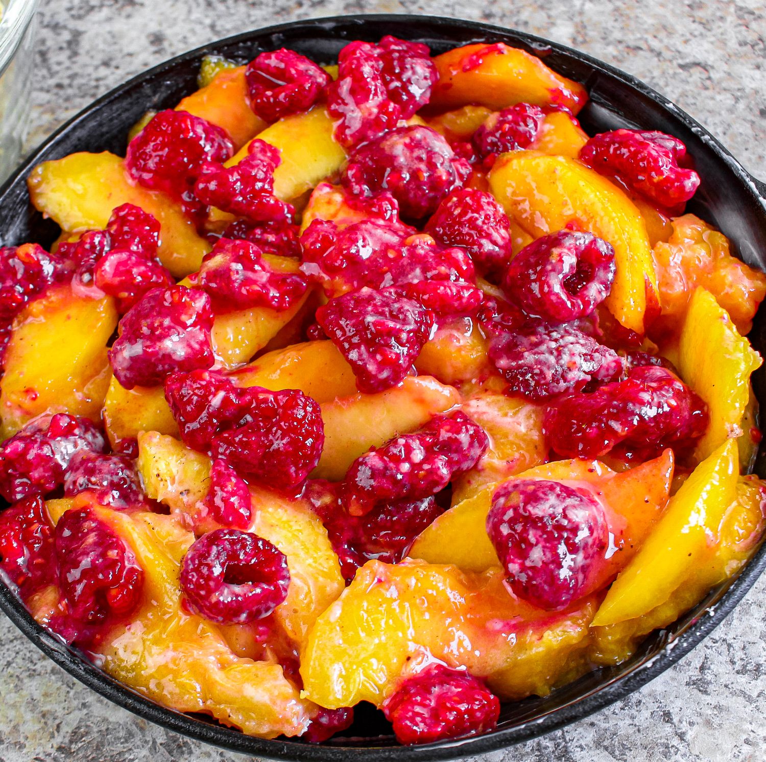 Skillet Peach Raspberry Crisp