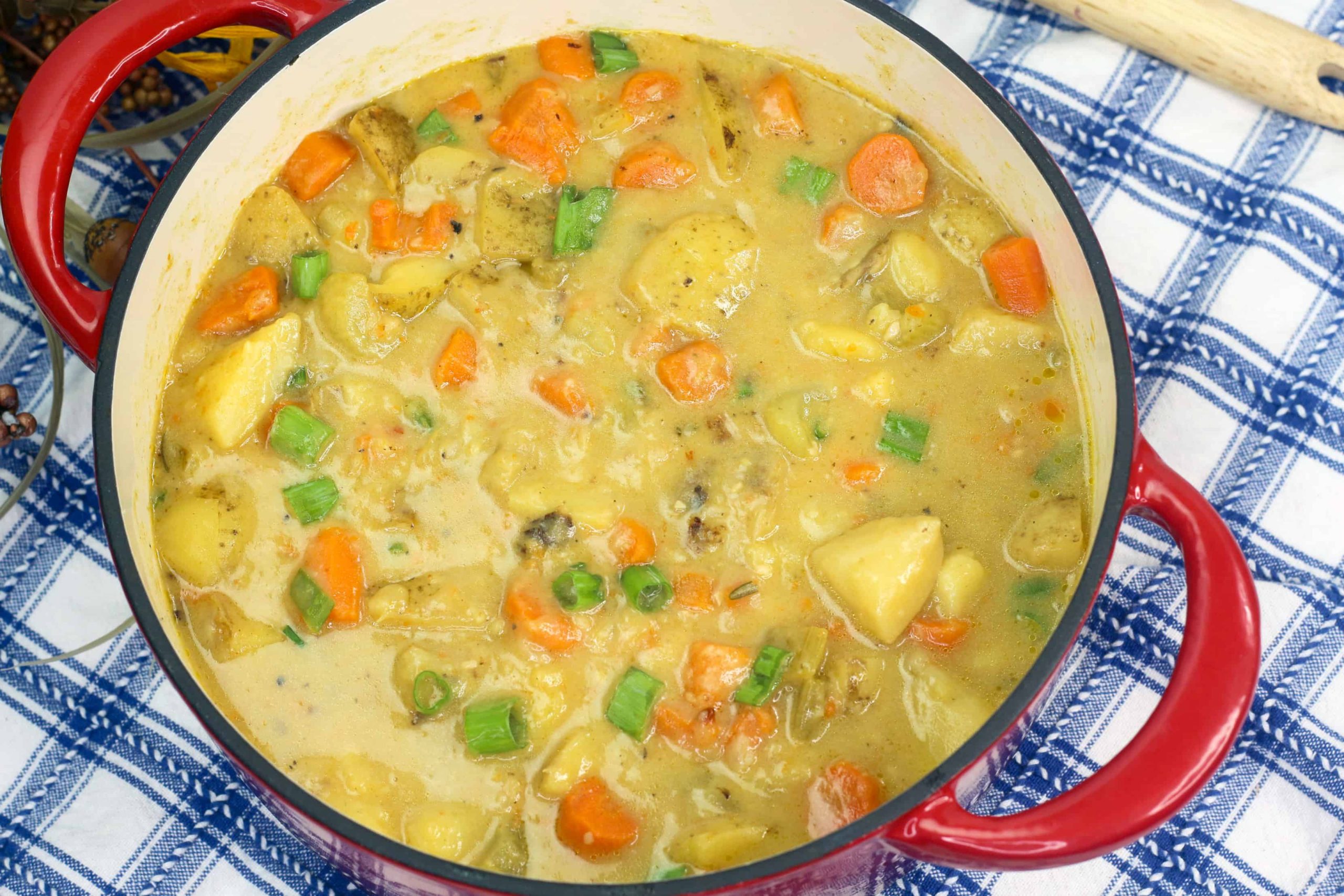 Cheesy Potato Stew in Dutch Oven