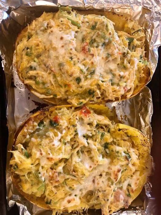 Green Chile Chicken – Stuffed Spaghetti Squash