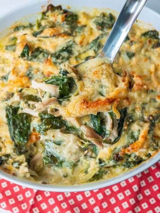 Creamy Chicken Florentine Artichoke Casserole