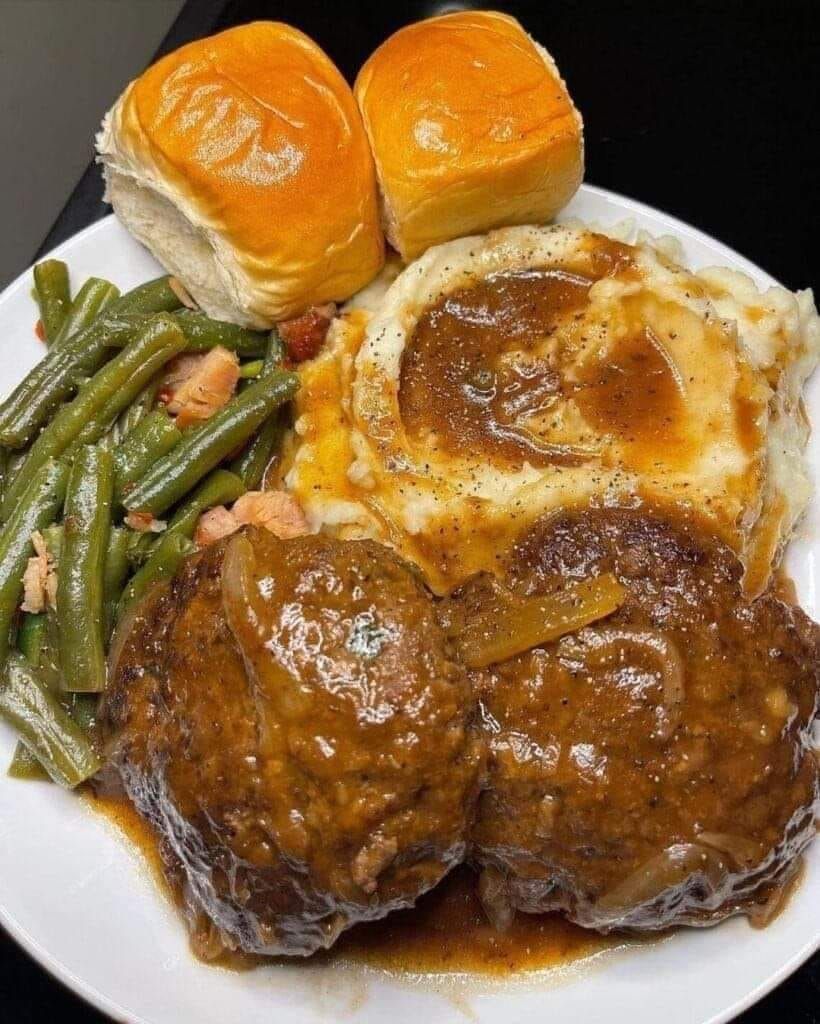 HAMBURGER STEAKS WITH ONION GRAVY