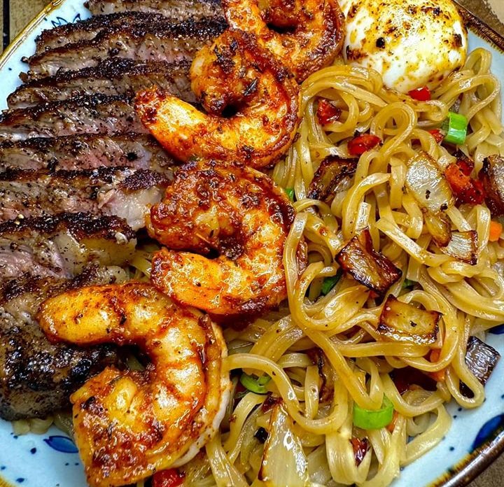 Shrimp & Teriyaki Steak Noodles