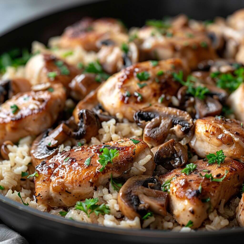 Quick Skillet Chicken and Mushroom Rice