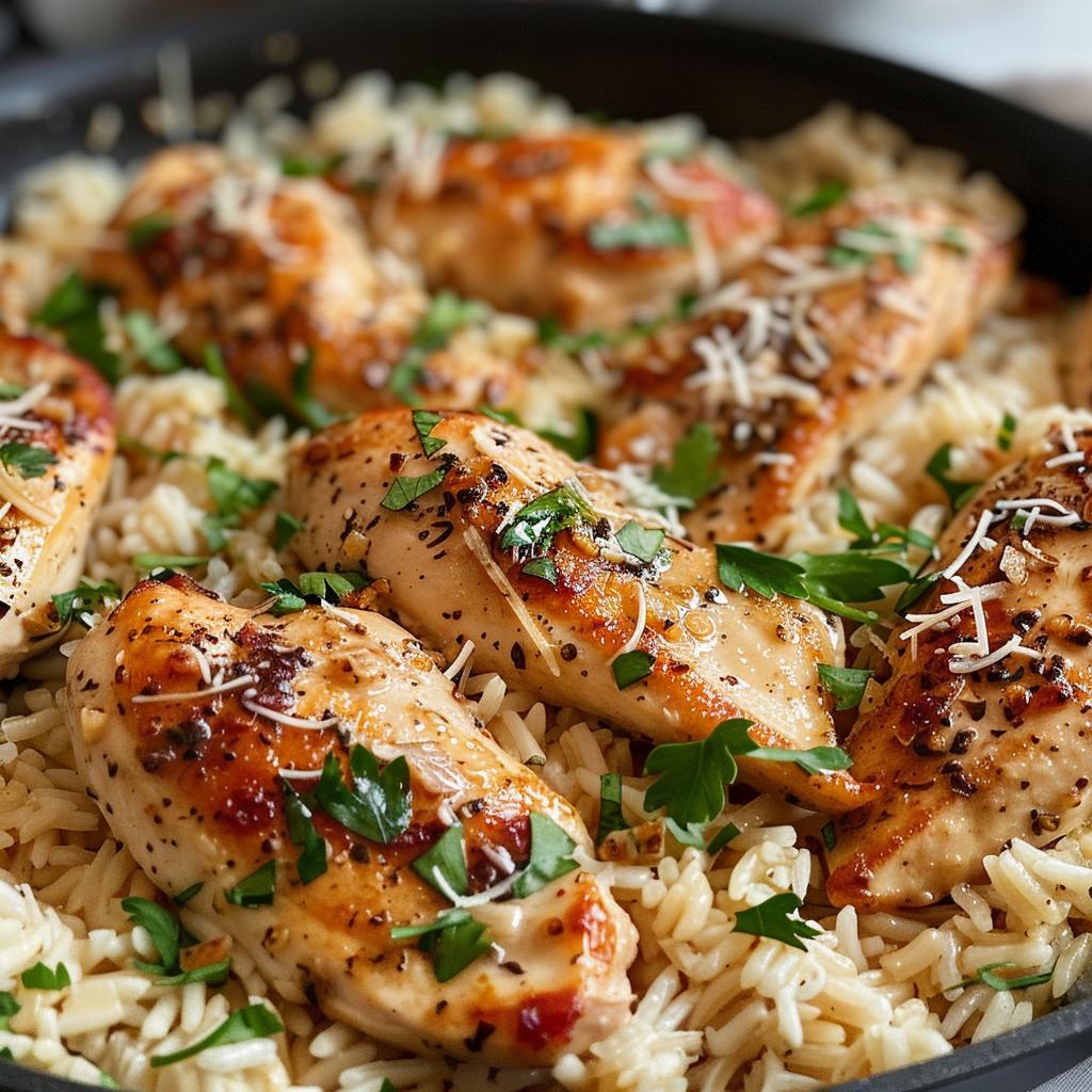 Chicken with Garlic Parmesan Rice