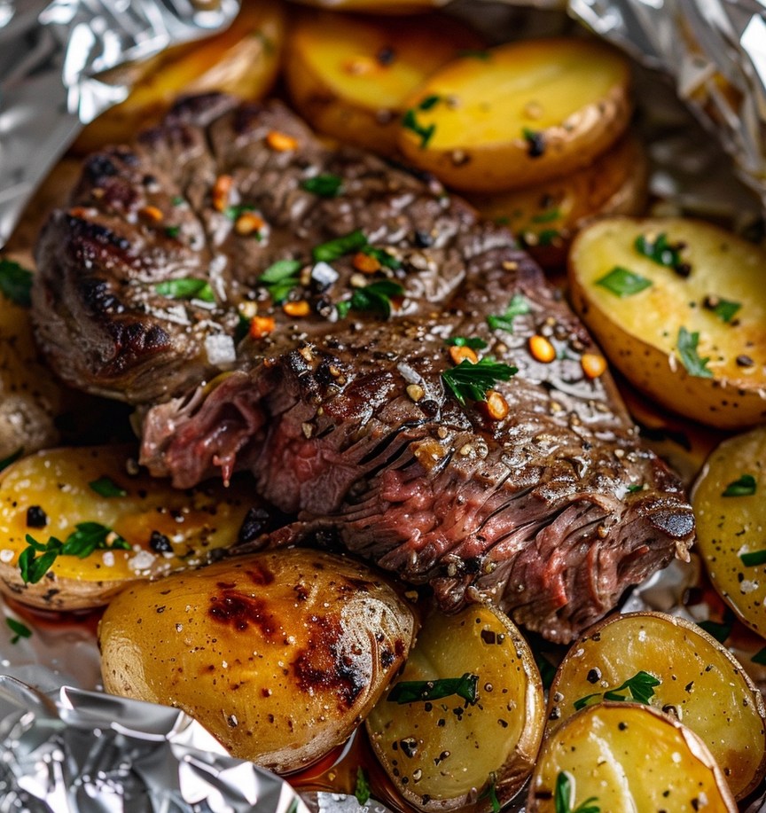 GARLIC STEAK & POTATO FOIL PACKS