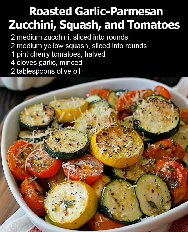 Roasted Garlic-Parmesan Zucchini, Squash, & Tomatoes