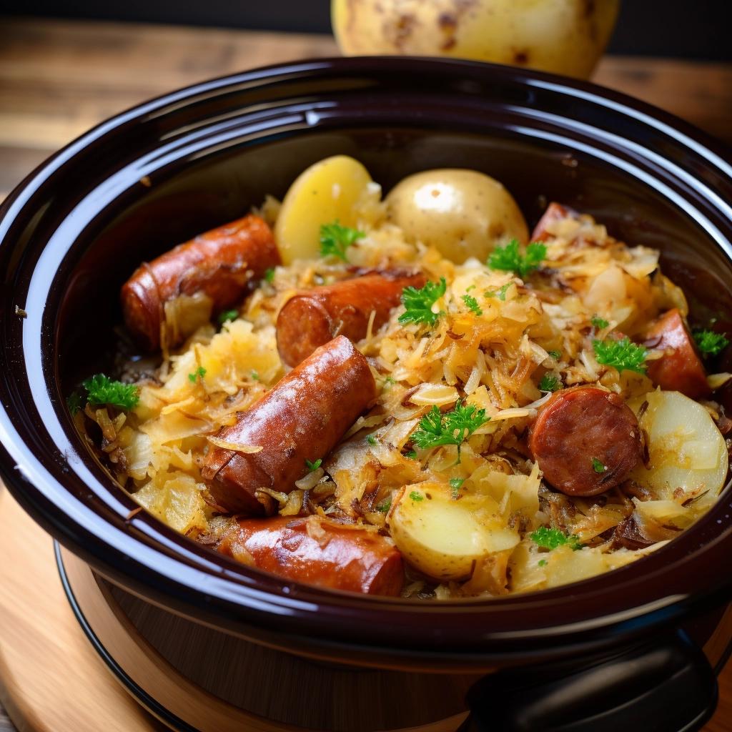 POLISH SAUSAGE, SAUERKRAUT & POTATOES CROCKPOT