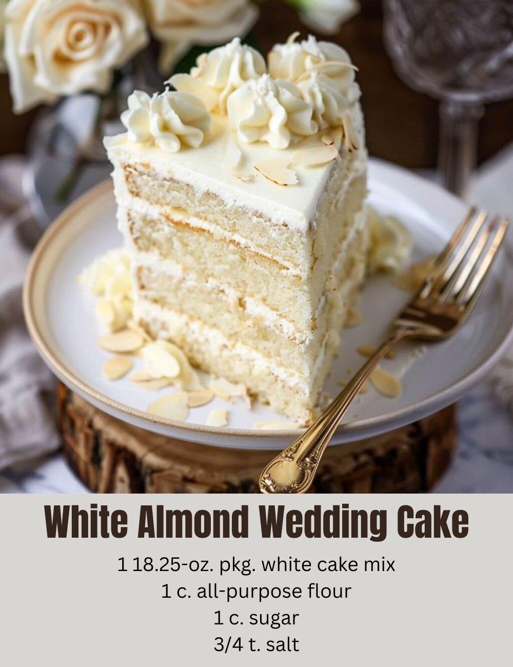 White Almond Wedding Cake