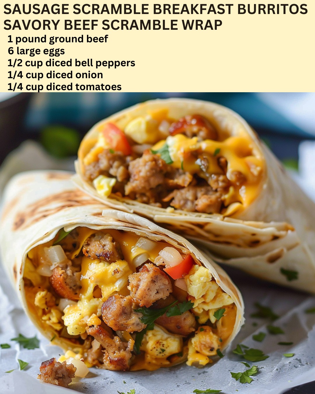 Sausage Scramble Breakfast Burritos Savory Beef Scramble Wrap