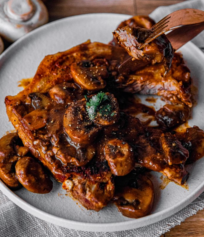 Pork Chop in Garlic Mushroom Sauce