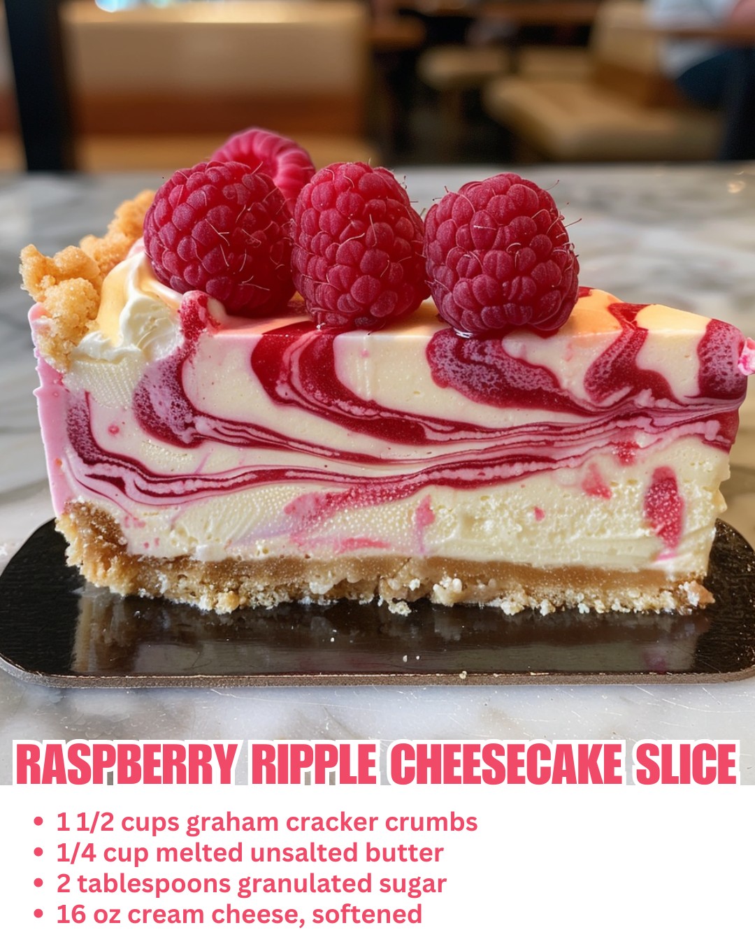 Raspberry Ripple Cheesecake Slice