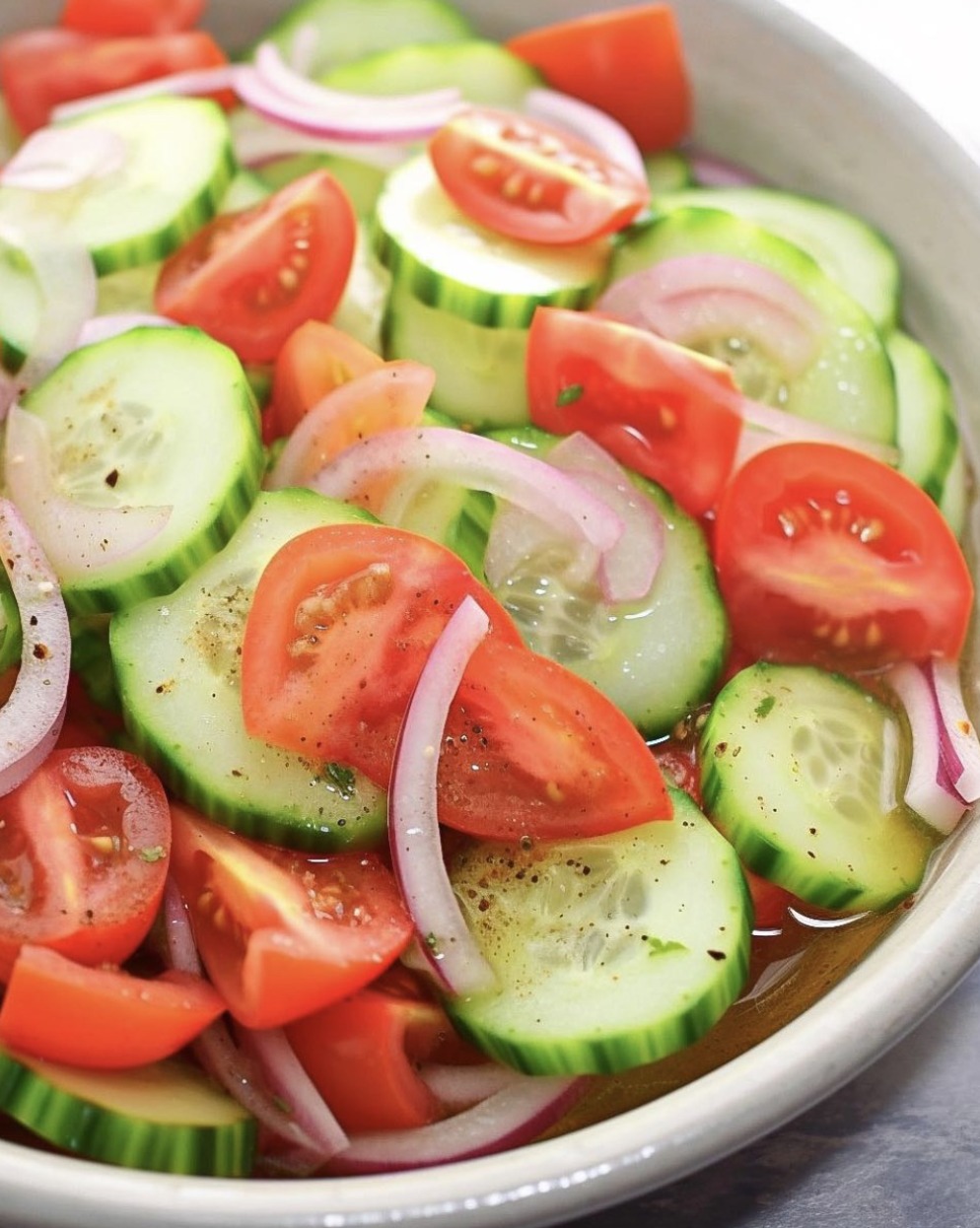 Marinated Cucumbers, Onions and Tomatoes