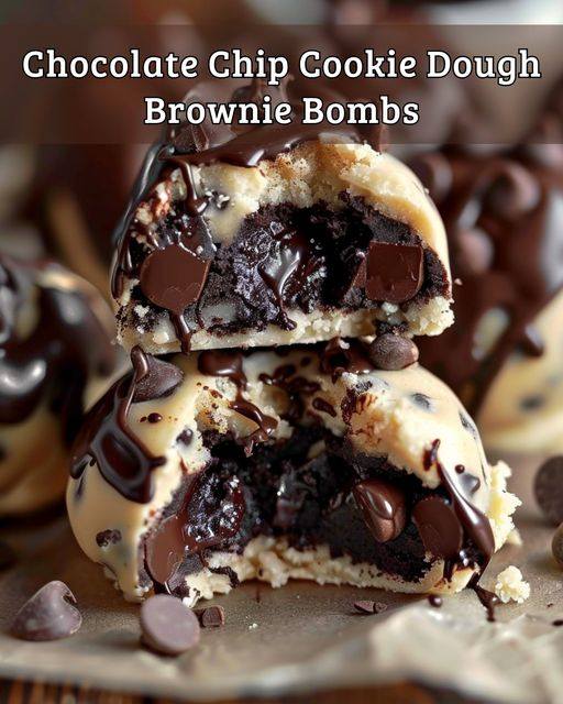 Chocolate Chip Cookie Dough Brownie Bombs