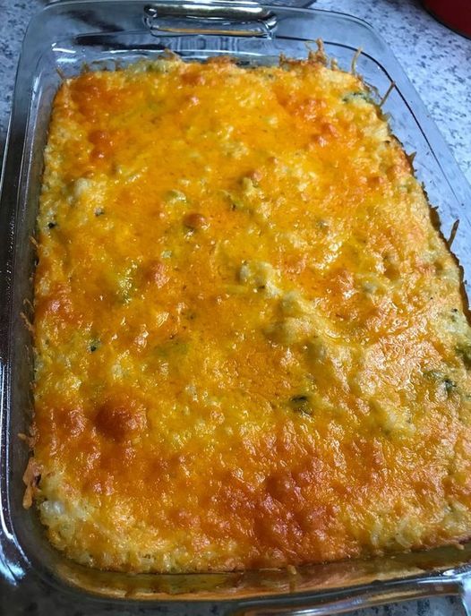 Broccoli, Rice, Chicken and Cheese Casserole