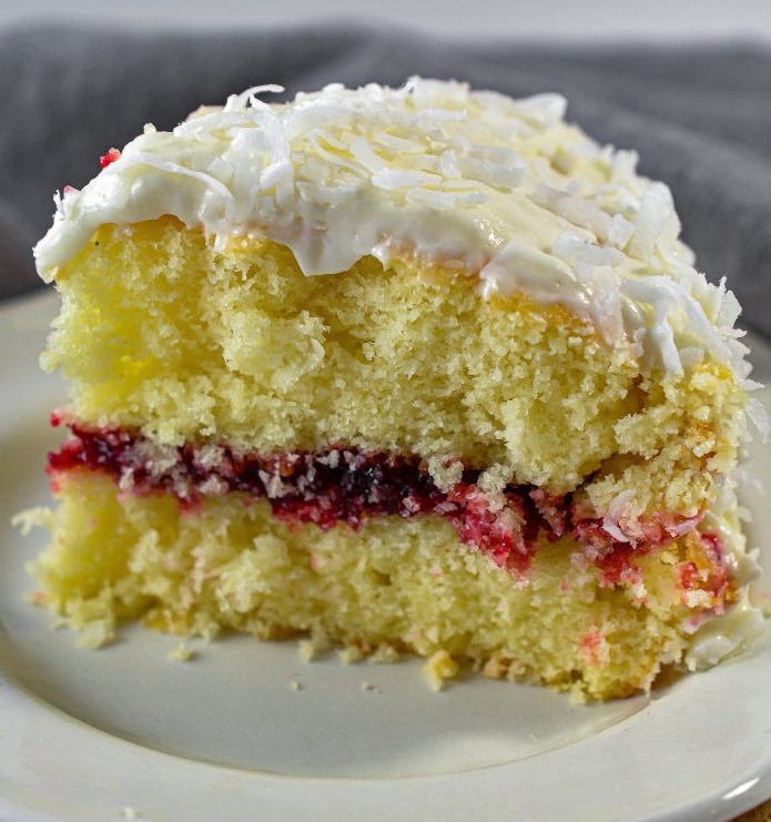 Coconut Cake with Raspberry Filling