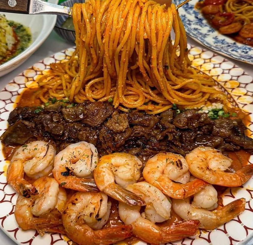 Beef & Shrimp Pasta