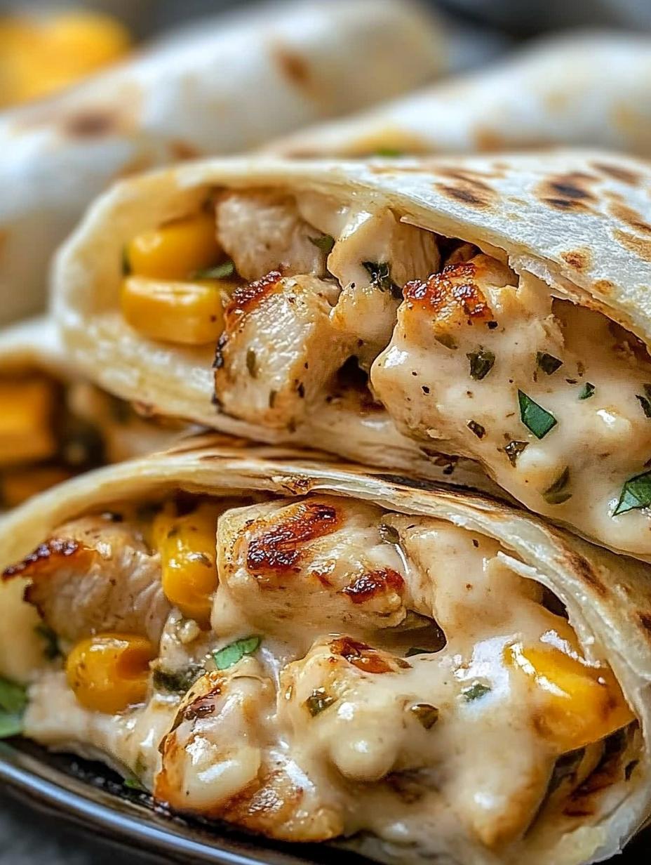 Cheesy Garlic Chicken Wraps