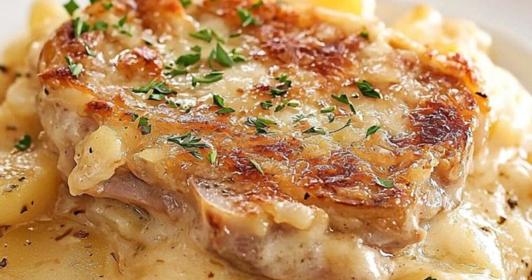 Easy Smothered Pork Chop Scalloped Potato Casserole