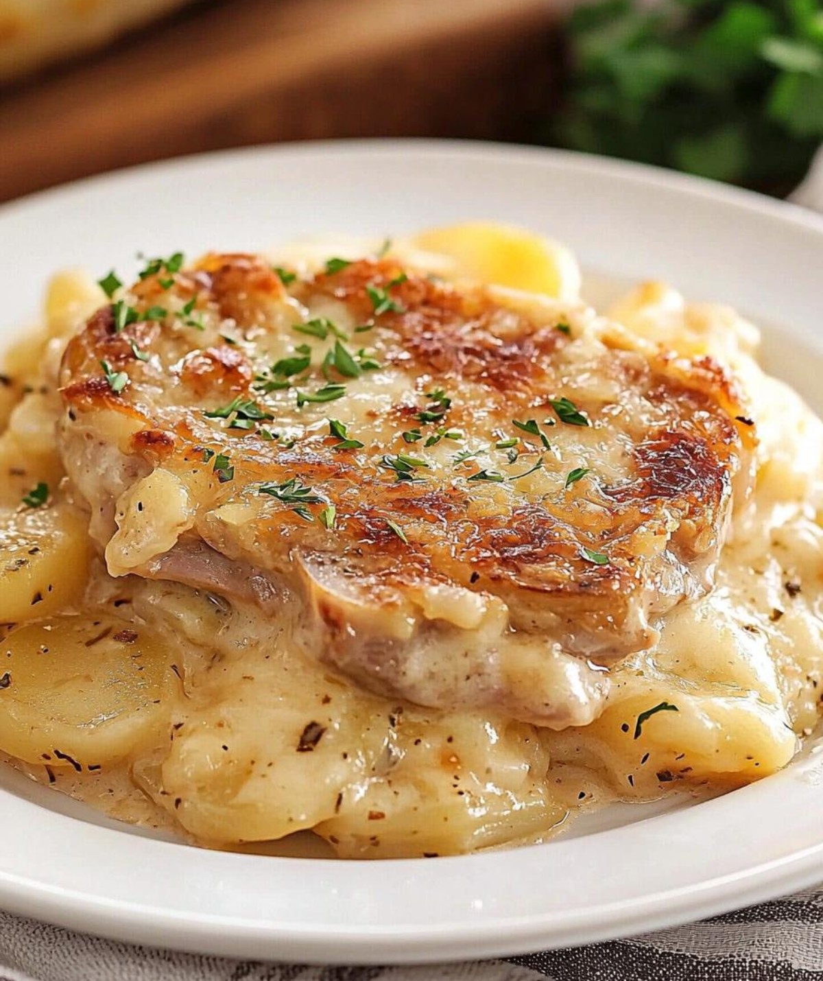 Easy Smothered Pork Chop Scalloped Potato Casserole