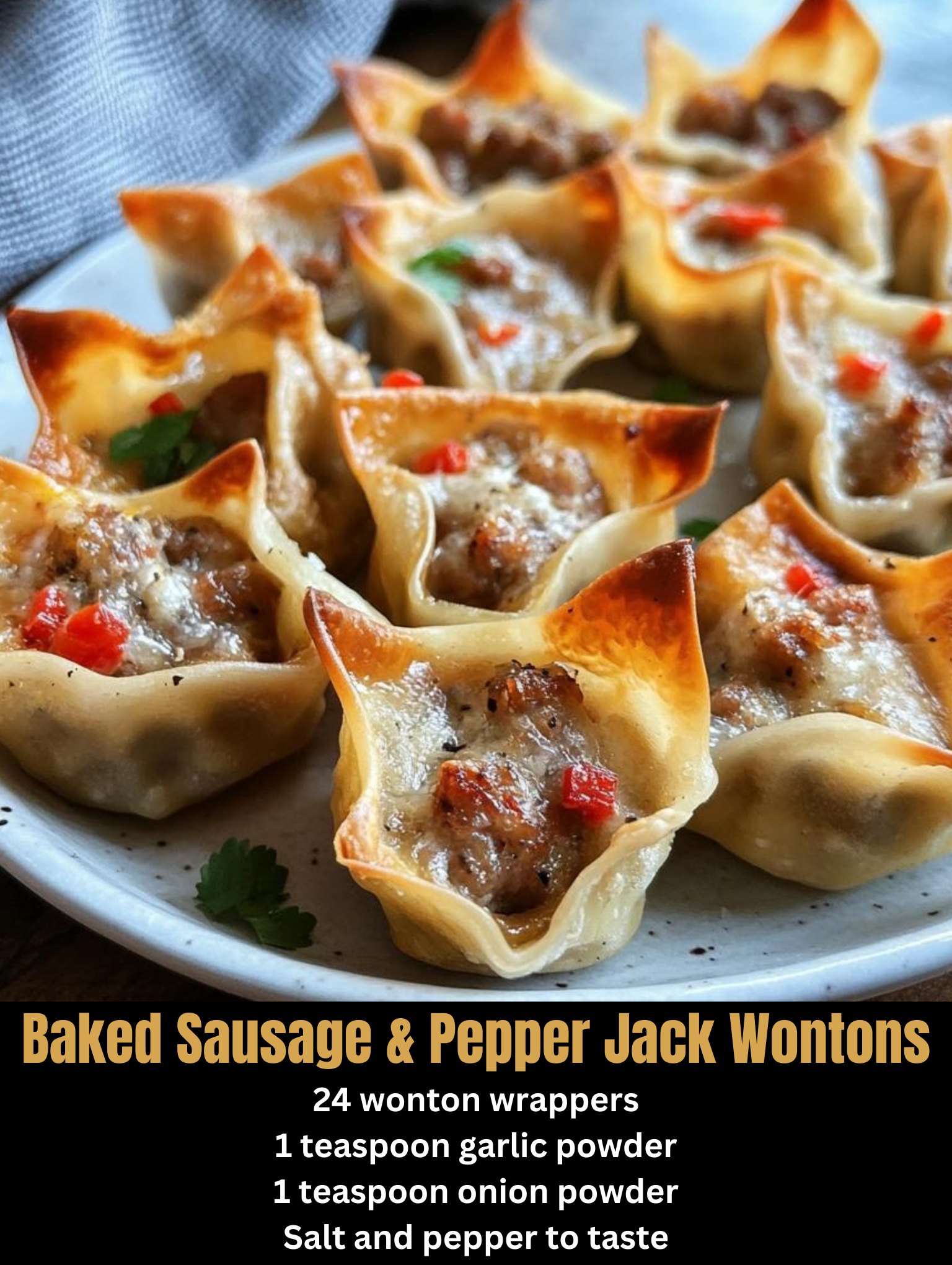 Baked Sausage and Pepper Jack Wontons